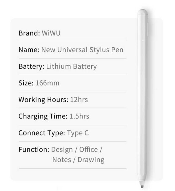 قلم رصاص ماكس (النسخة الجديدة) - قلم ستايلوس متiversal لـ iPad و iPhone و Huawei و Samsung بشاشات اللمس - الألومنيوم + POM - أبيض