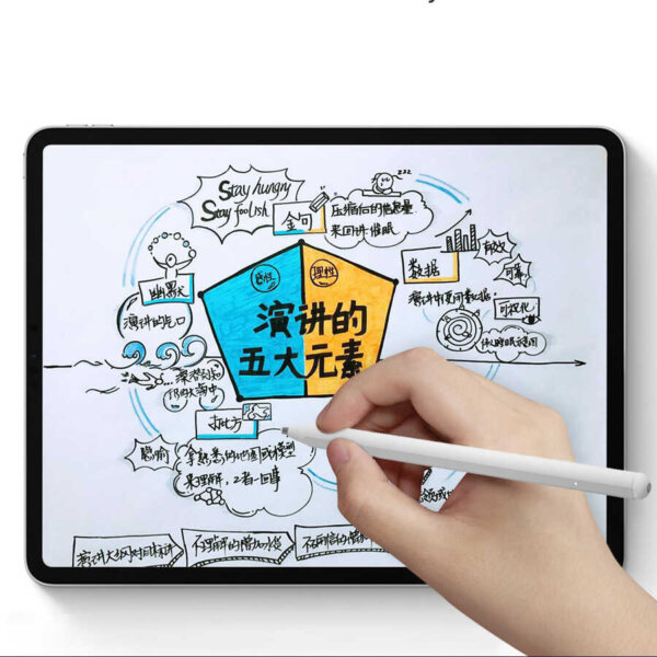 قلم رصاص ماكس (النسخة الجديدة) - قلم ستايلوس متiversal لـ iPad و iPhone و Huawei و Samsung بشاشات اللمس - الألومنيوم + POM - أبيض