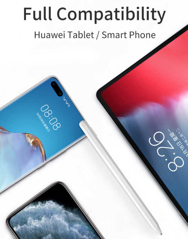 قلم رصاص ماكس (النسخة الجديدة) - قلم ستايلوس متiversal لـ iPad و iPhone و Huawei و Samsung بشاشات اللمس - الألومنيوم + POM - أبيض
