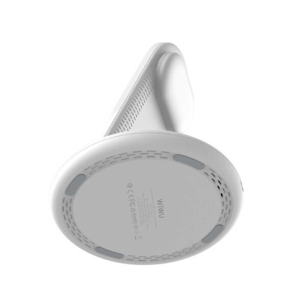 شاحن لاسلكي ثلاثي الوظائف WIWU Power Air 3in1 بقدرة 15 واط مع تصميم قابل للفصل والطي - أبيض