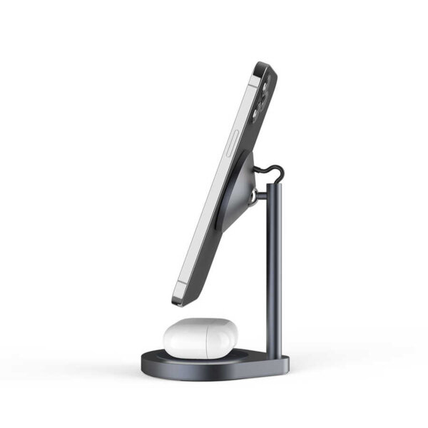 شاحن لاسلكي WIWU Power Air 2 in 1 للآيفون والأيربودز - لون رمادي فضائي