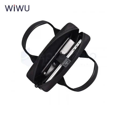 حقيبة ظرفية مقاومة للماء من WIWU بسعة 11 بوصة مع حزام كتف وأربعة جيوب أمامية - لون أسود