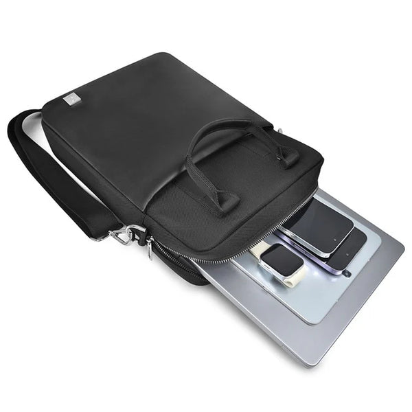 6976195091779-2.jpg حقيبة عمودية مقاومة للماء من WIWU بسعة 14 بوصة مع حزام كتف وجيوب أمامية - لون أسود