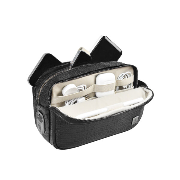 حقيبة سالم بصمة امنة لوكس بقفل بصمة الأصابع مضادة للسرقة - اللون أسود