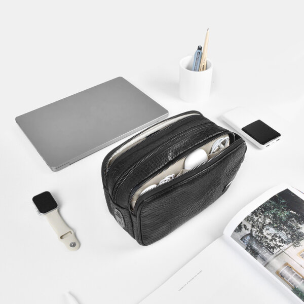 حقيبة سالم بصمة امنة لوكس بقفل بصمة الأصابع مضادة للسرقة - اللون أسود