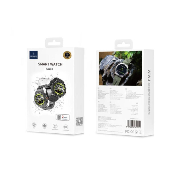 ساعة ذكية WIWU SW01 ألترا ماكس بلوتوث 5.0 شاشة 2.2 إنش ضد الماء