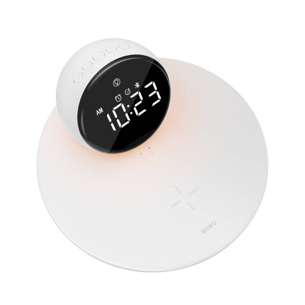 سماعة بلوتوث مع ساعة رقمية ومحطّة شحن لاسلكي - طراز WIWU Wi-W017