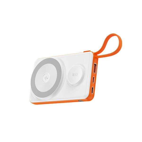 شاحن بورتابل 10000 مللي أمبير WIWU Wi-P007 بطارية 10000mAh مع شحن لاسلكي وUSB-A وType-C - برتقالي