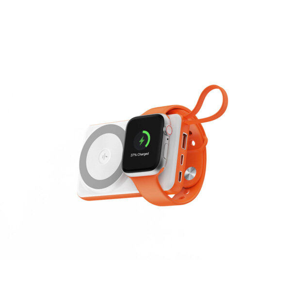 شاحن بورتابل 10000 مللي أمبير WIWU Wi-P007 بطارية 10000mAh مع شحن لاسلكي وUSB-A وType-C - برتقالي