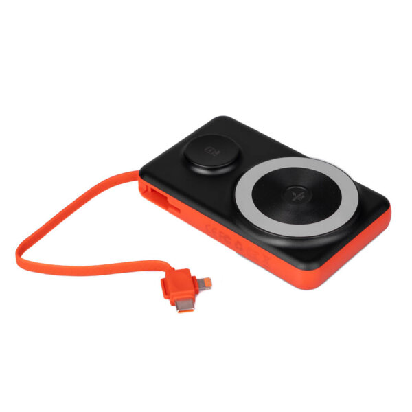 شاحن بورتابل 10000 مللي أمبير WIWU Wi-P007 بطارية 10000mAh مع شحن لاسلكي وUSB-A وType-C - برتقالي