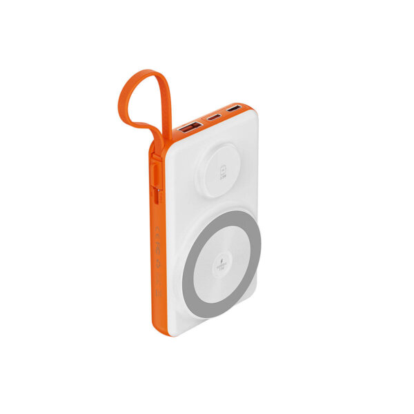 شاحن بورتابل 10000 مللي أمبير WIWU Wi-P007 بطارية 10000mAh مع شحن لاسلكي وUSB-A وType-C - برتقالي