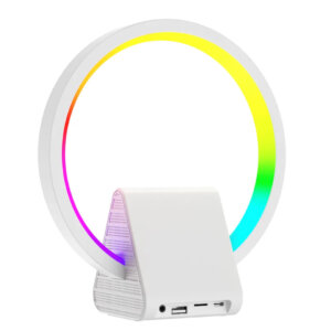 سماعة WIWU شحن لاسلكي 2 في 1 موديل Wi-W021 بطارية 1500 مللي أمبير مع شاحن لاسلكي 15 واط وأضواء LED