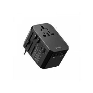 محول قابس عالمي WIWU UA-304 أسود 4 في 1 مع منافذ USB متعددة للشحن السريع