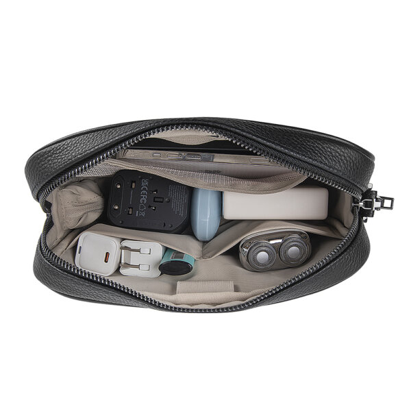 حقيبة جلدية حقيقية بقفل بصمة أمان للمال