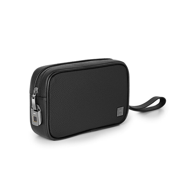 حقيبة جلدية حقيقية بقفل بصمة أمان للمال