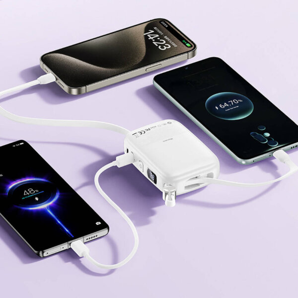 شاحن بطارية محمول WIWU Wi-P042 سعة 10000mAh مع كابلات Type-C و Lightning مدمجة - حقيبة لابتوب عمودية WIWU Alpha 11 بوصة