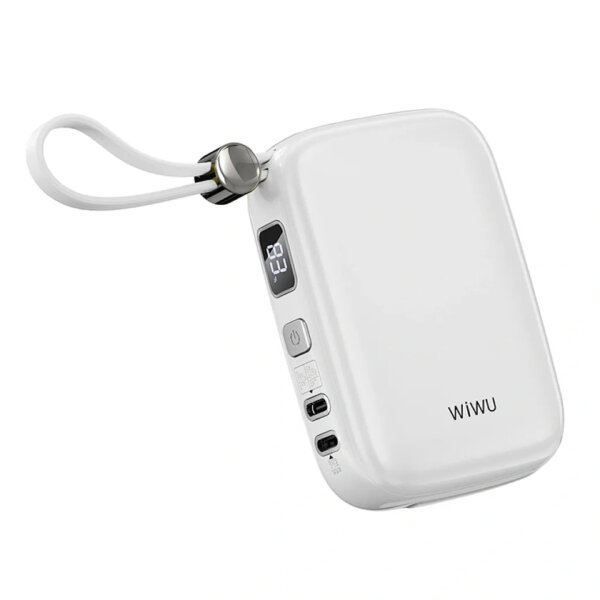 شاحن بطارية محمول WIWU Wi-P042 سعة 10000mAh مع كابلات Type-C و Lightning مدمجة - حقيبة لابتوب عمودية WIWU Alpha 11 بوصة