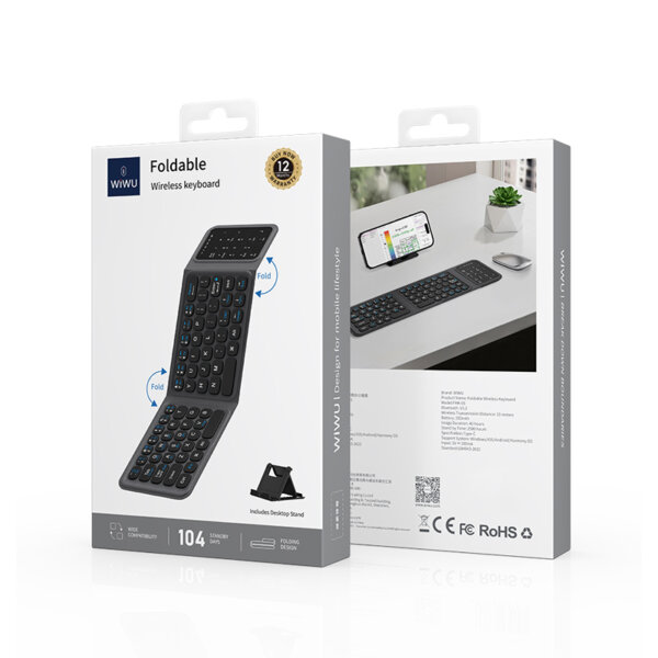 لوحة مفاتيح لاسلكية قابلة للطي WIWU FMK-05 رمادية - لوحة مفاتيح لاسلكية قابلة للطي