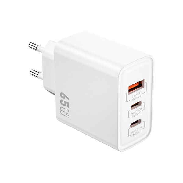 شاحن سريع 65 واط WIWU Essen GaN بمنفذ USB-A وUSB-C مزدوج لشحن سريع