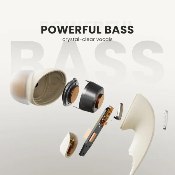 FlyBuds4 ANC سماعات TWS مع إلغاء الضوضاء النشط – أسود، أخضر، وردي، لاتيه