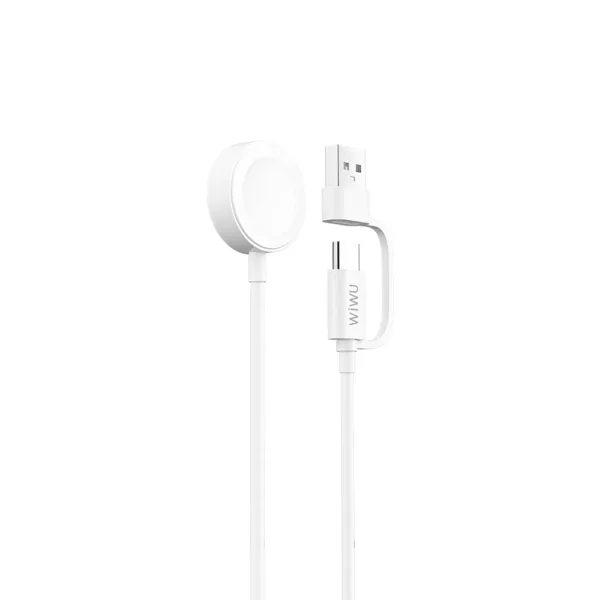 شاحن لاسلكي للساعة الذكية WIWU أبيض 2.5W مع كابل طوله 1 متر