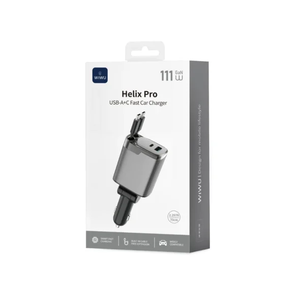 شاحن سيارة سريع USB بقدرة 111 واط من WIWU - شاحن سيارة سريع USB