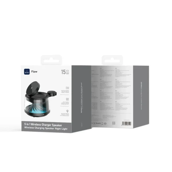شاحن لاسلكي بسماعة Flow 5in1 WIWU Wi-W039 بقدرة 15W مع سماعة بلوتوث 5W