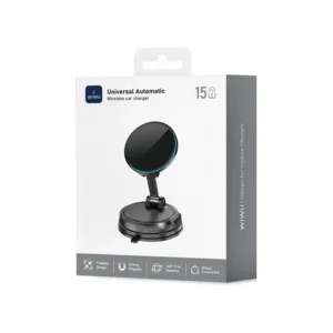 شاحن سيارة لاسلكي 15 واط WIWU شاحن سيارة لاسلكي بقوة 15 واط مع كوب امتصاص مزدوج