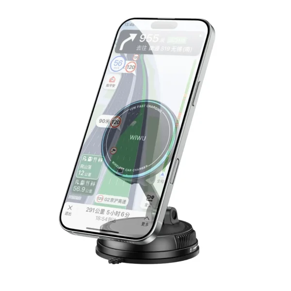 شاحن سيارة لاسلكي 15 واط WIWU شاحن سيارة لاسلكي بقوة 15 واط مع كوب امتصاص مزدوج
