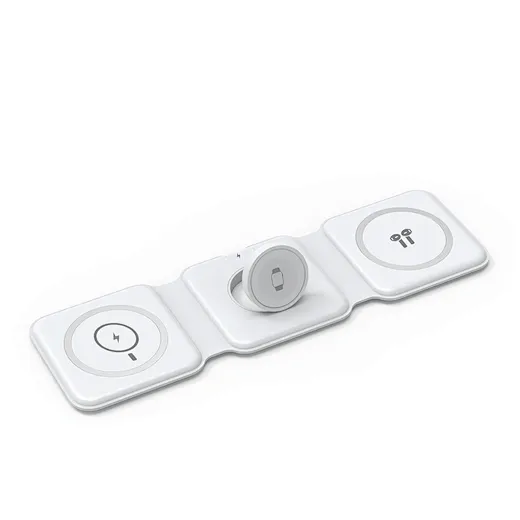 شاحن لاسلكي مطوي ثلاثي 15 واط وايوو أبيض