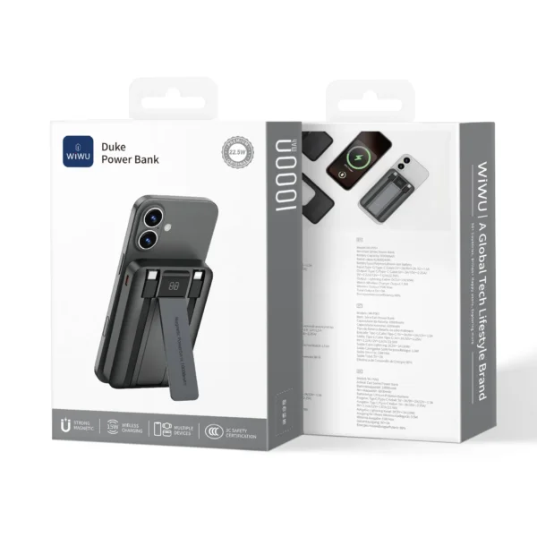 شاحن بطارية خارجي 10000 مللي أمبير WIWU Duke Power Bank 22.5W - حقيبة لابتوب عمودية WIWU Alpha 11 بوصة