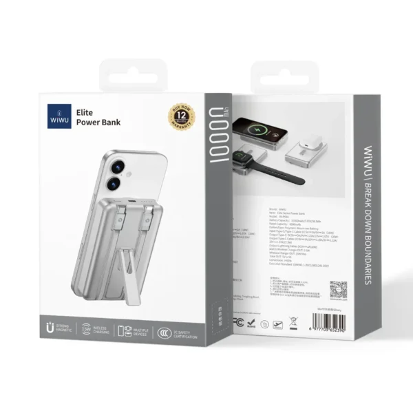 شاحن بطارية خارجي WIWU Elite Power Bank Wi-P056 10000mAh - حقيبة لابتوب عمودية WIWU Alpha 11 بوصة
