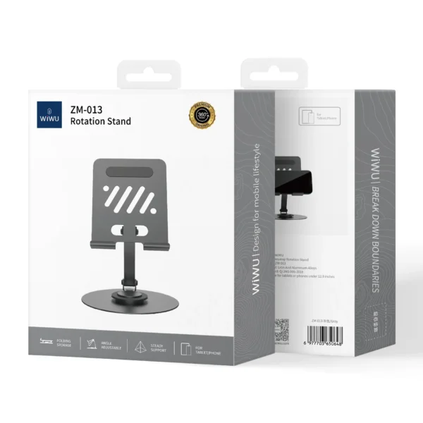 حامل لوحي دوران معدني WIWU Desktop Rotation Stand ZM-013 رمادي