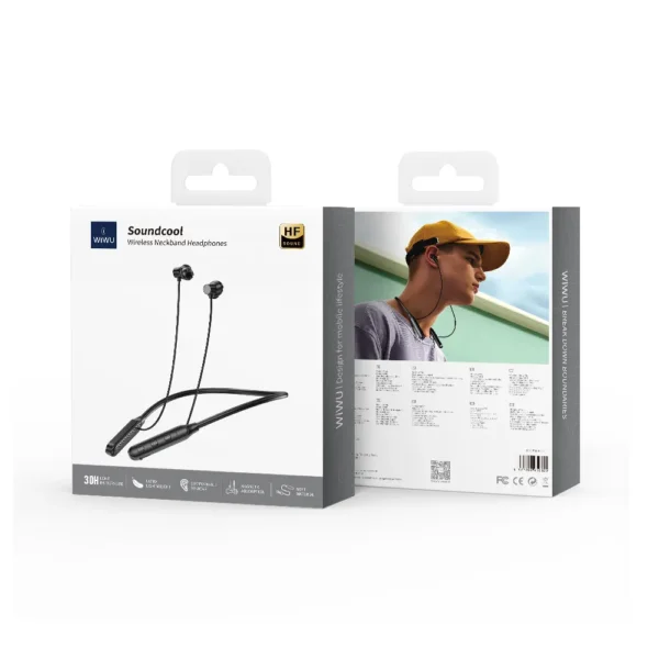 سماعات عنق لاسلكية WIWU Soundcool Wireless Neckband Headphones GB01 - أسود