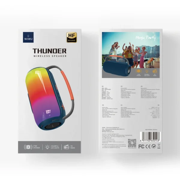 سماعات WIWU اللاسلكية ثاندر H6 بلوتوث 5.3 مع إضاءة LED ديناميكية - أزرق