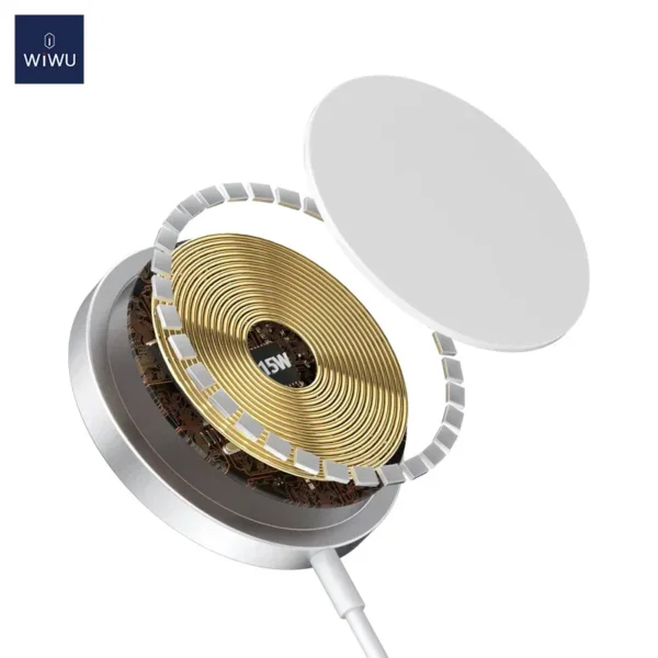 شاحن لاسلكي مغناطيسي بقوة 15 واط من WIWU - أبيض