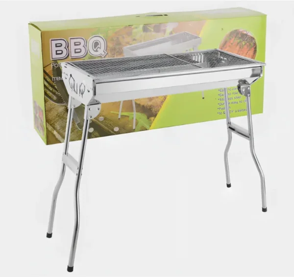 جريل فحم ستانلس ستيل قابلة للطي – محمولة للشواء الخارجي والتخييم بسعة كبيرة