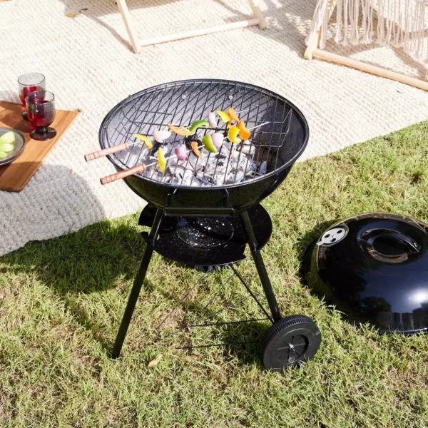 جريل فحم محمول 17 إنش – تصميم كيتل مع عجلات للاستخدام الخارجي