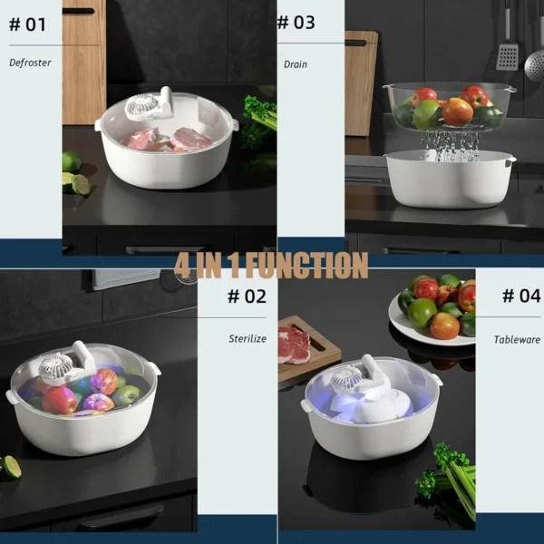 جهاز إزالة الجليد 4 في 1 مع تعقيم بالأشعة فوق البنفسجية – تذويب سريع بزاوية 360°