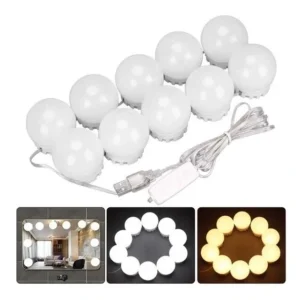 حبل إضاءة مرآة مكياج LED – شريط 10 لمبات بإضاءة قابلة للتعديل USB بطول 5 متر (2) حبل إضاءة مرآة مكياج LED – شريط 10 لمبات بإضاءة قابلة للتعديل USB بطول 5 متر