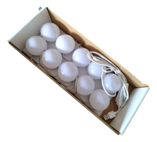 حبل إضاءة مرآة مكياج LED – شريط 10 لمبات بإضاءة قابلة للتعديل USB بطول 5 متر