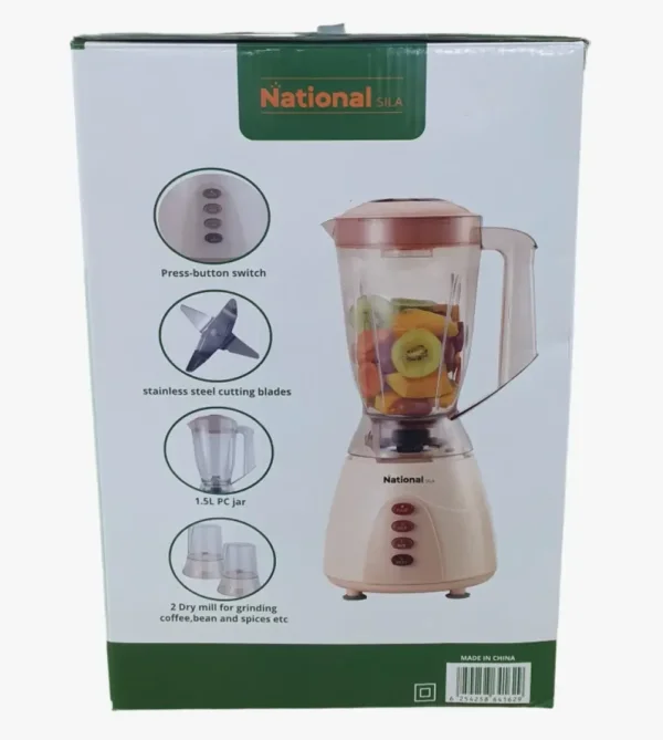 خلاط National SILA مضاد للكسر سعة 1.5 لتر مع مطحنة 3*1