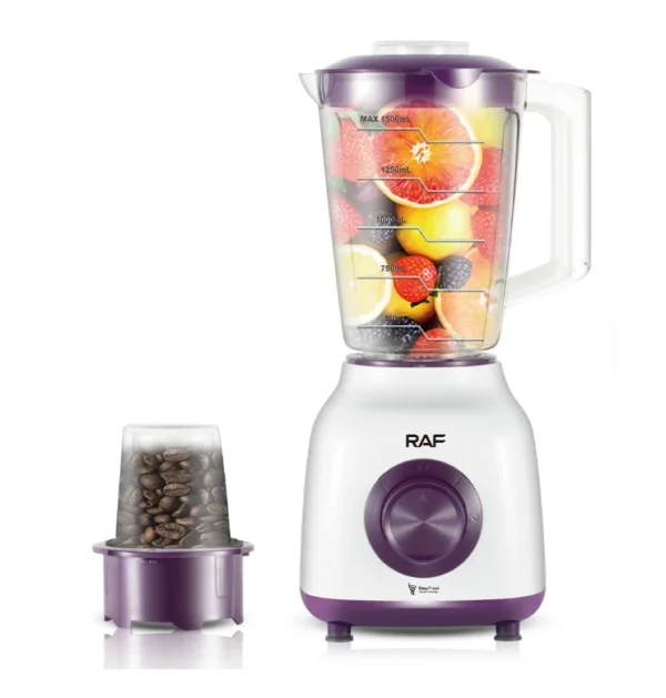 خلاط RAF سعة 1.5 لتر – 2 في 1 مع مطحنة 4 سرعات