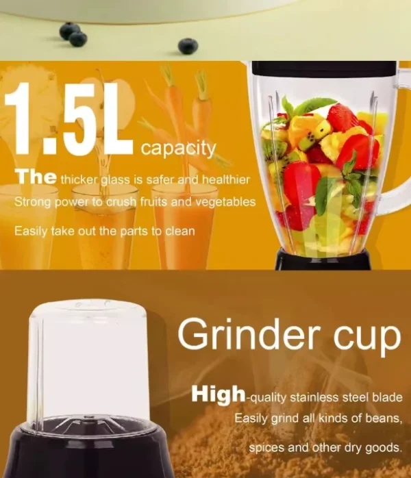 خلاط Sonifer سعة 1.5 لتر – 2 في 1 مع مطحنة