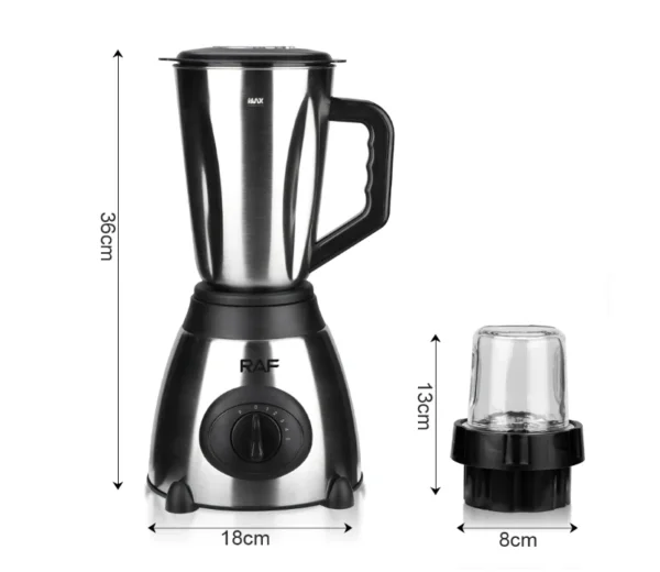 خلاط كهربائي + مطحنة RAF – قدرة 1000 واط بسعة 1.5 لتر