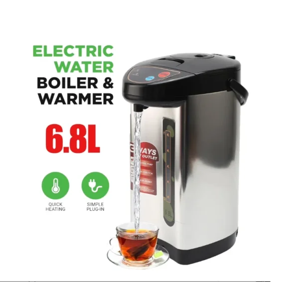 سخان ماء كهربائي سعة 6.8 لتر من الستانلس ستيل مع خاصية الحفاظ على السخونة