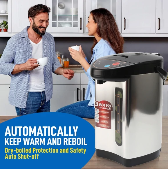 سخان ماء كهربائي سعة 6.8 لتر من الستانلس ستيل مع خاصية الحفاظ على السخونة