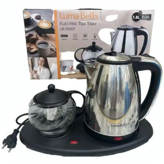 طقم كتيل مع ابريق و صينية كهربائية Luma Bella  بقوة 1600 واط