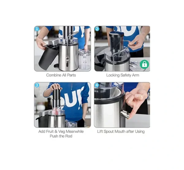 عصارة جزر Sonashi مع حاوية لب 1.8 لتر سرعتان للتحكم حسب نوع الفاكهة