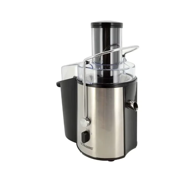 عصارة جزر Sonashi مع حاوية لب 1.8 لتر سرعتان للتحكم حسب نوع الفاكهة